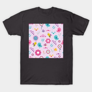 Birds, bees and flowers T-Shirt